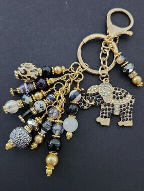 Elephant Purse Charm or Keychain Agate Paper Granite Handcrafted